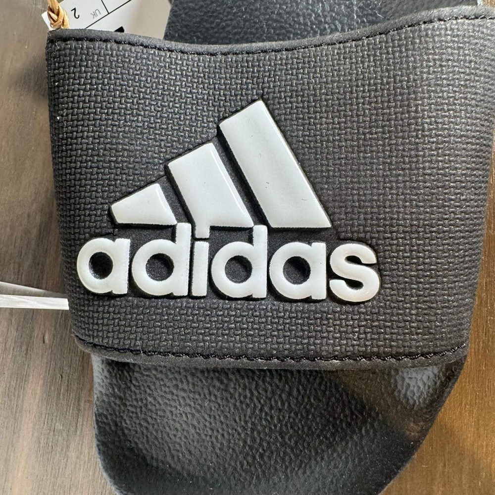 Adidas Adilette Shower K Slides Black White Kids Size 2 Sandals G27627 NWT New - Picture 9 of 12